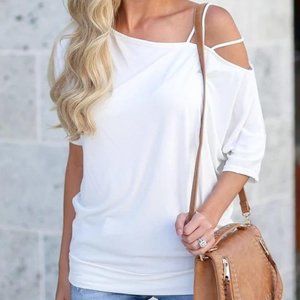 One shoulder off shoulder t-shirt